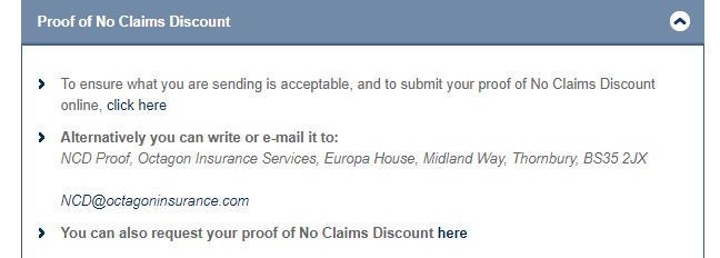 Octagon Proof of No Claims Email