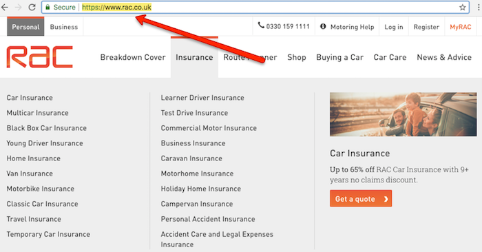 Rac Insurance Homepage