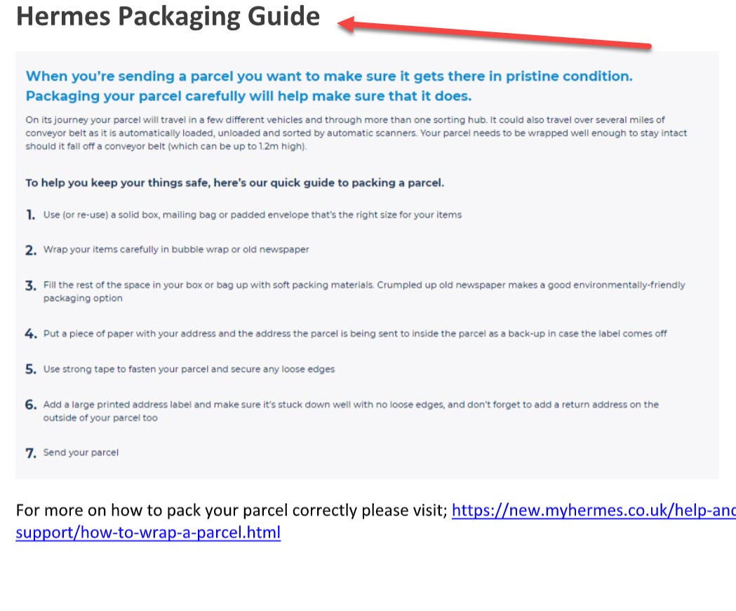 Hermes Packaging Guide