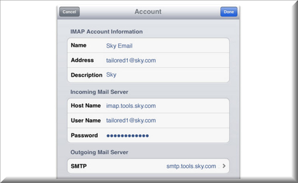 sky email - POP and IMAP settings