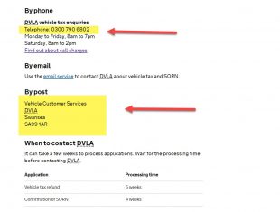 DVLA contact number