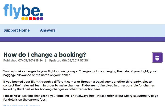Flybe Change Booking