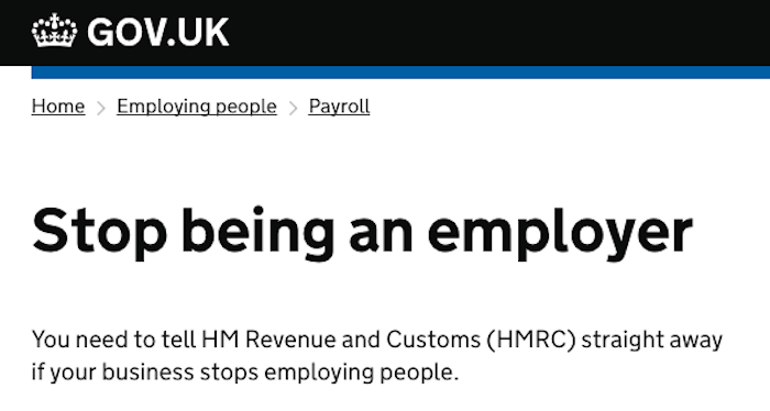 HMRC stop being an employer
