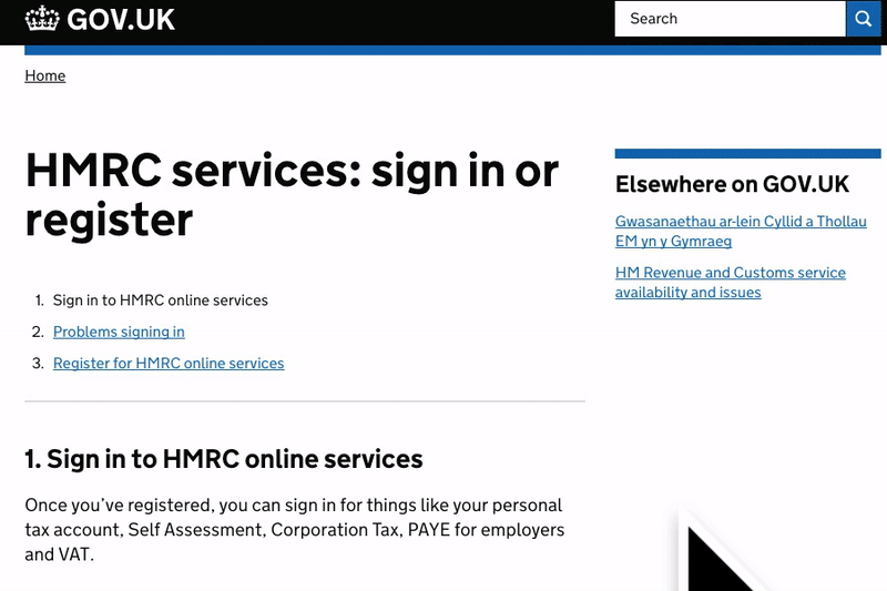 Login Register HMRC