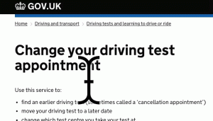 change DVLA driving test appointment