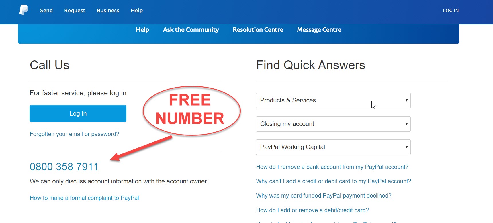 paypal customer service phone number 800