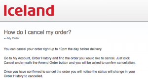 Cancel Iceland Order