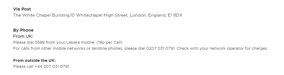 Lebara Customer Service UK Contact Numbers