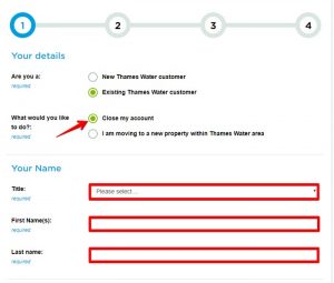 Thames Water Moving Home - Step One - Close My Account